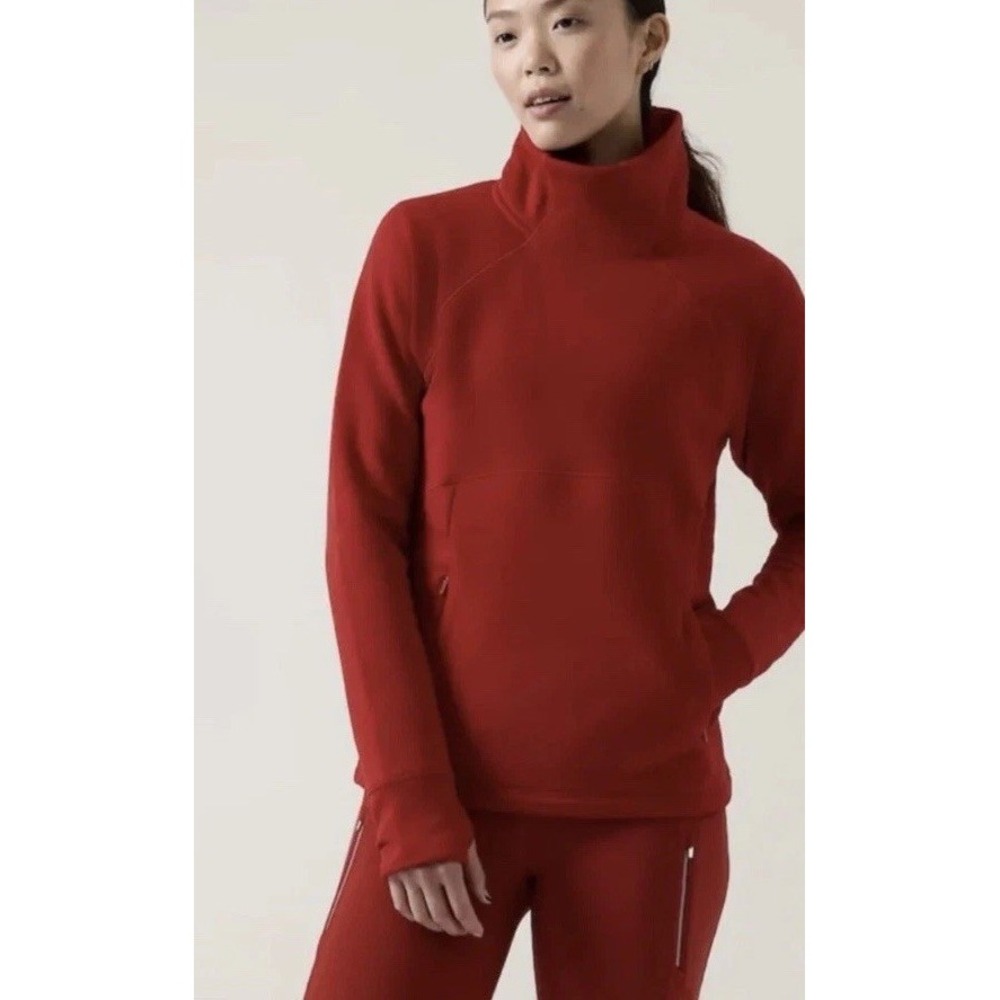 Athleta Altitude Polartec Funnel Neck Red Activwear Sweatshirt Size‎ Small